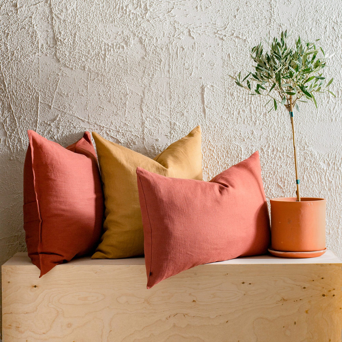 Poppy Red Linen Pillow Cover — view 5
