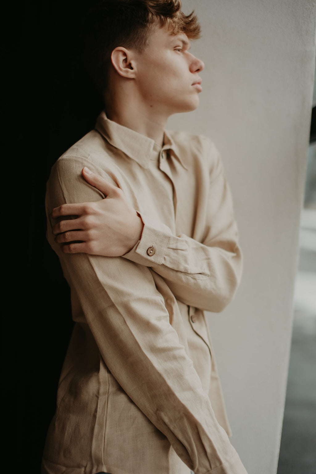 Vance Beige Linen Shirt — view 2