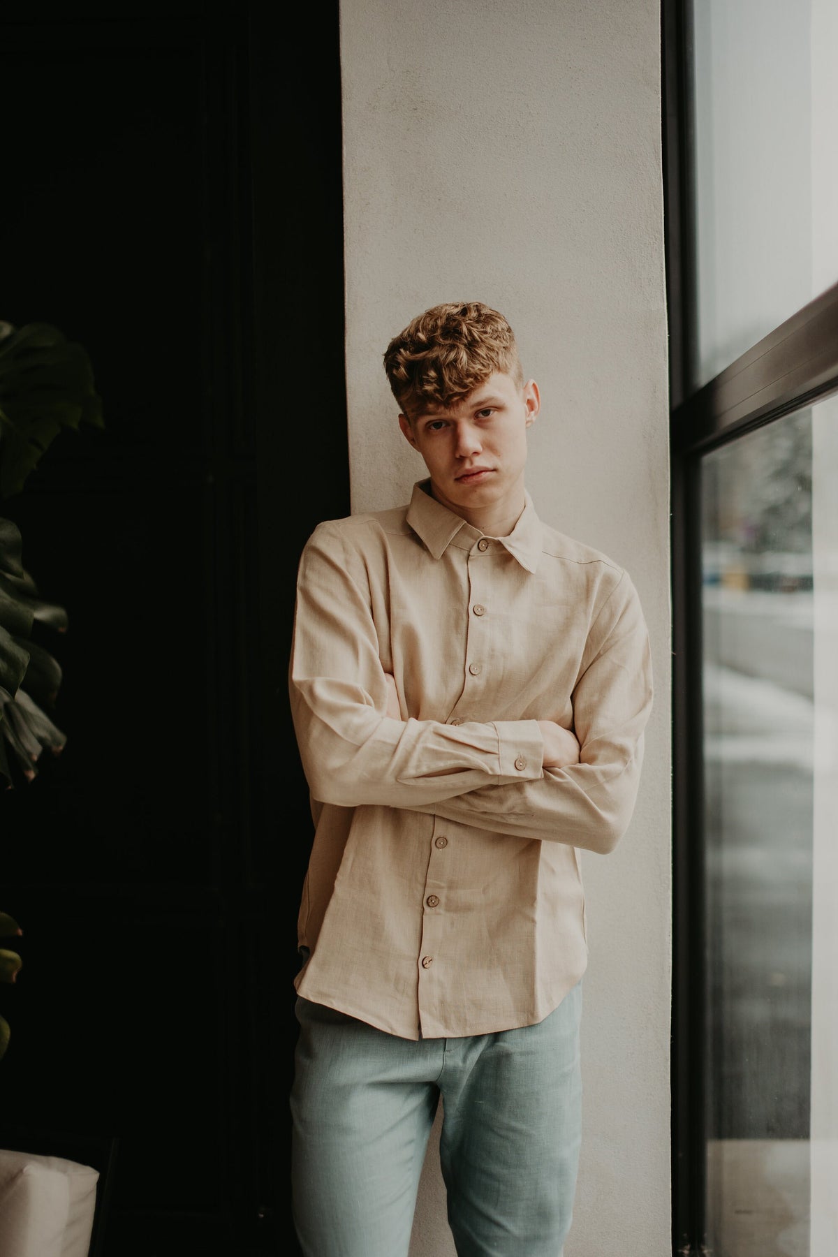 Vance Beige Linen Shirt — view 3