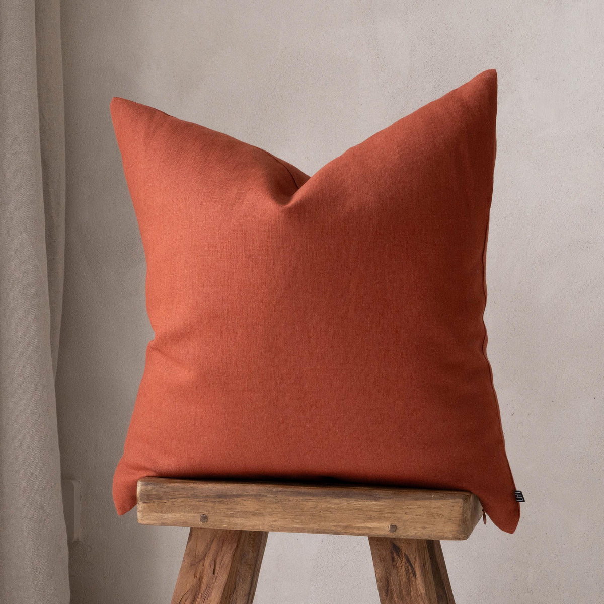 Poppy Red Linen Pillow Cover — view 2