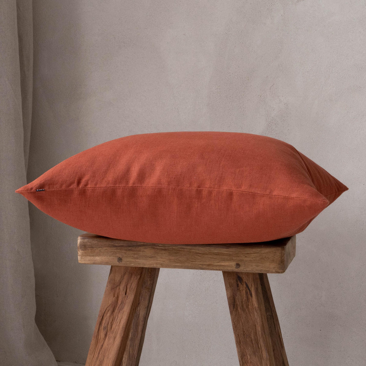 Poppy Red Linen Pillow Cover — view 3