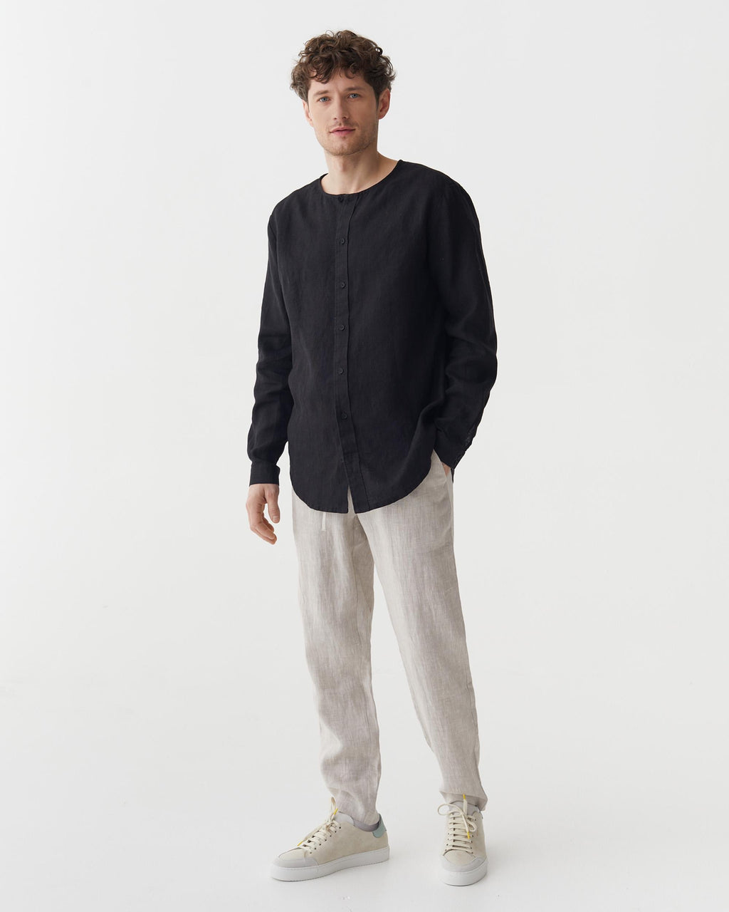 Colt Black Linen Button-Down Shirt — view 2