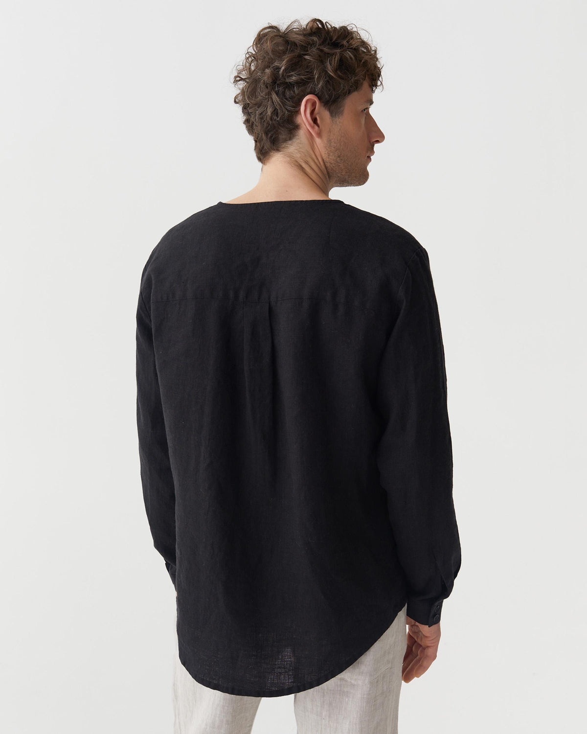 Colt Black Linen Button-Down Shirt — view 3