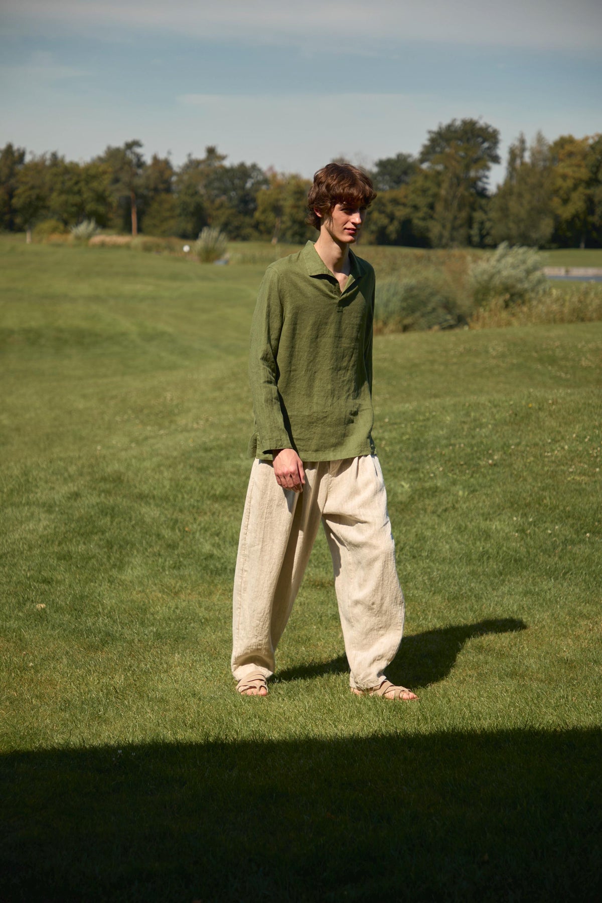 Theo Olive Linen Shirt — view 4