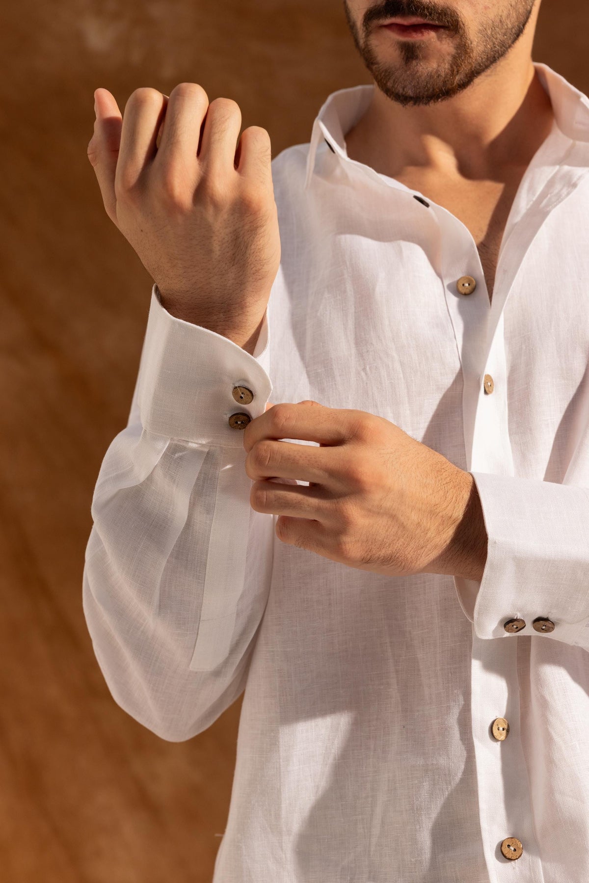Reid White Linen Button-Down Shirt — view 3