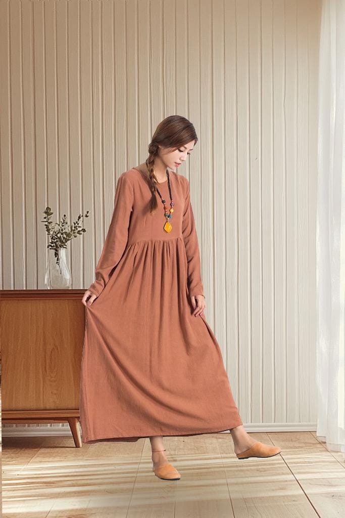 Inez Orange Linen Oversized Maxi Dress — Wakefield's