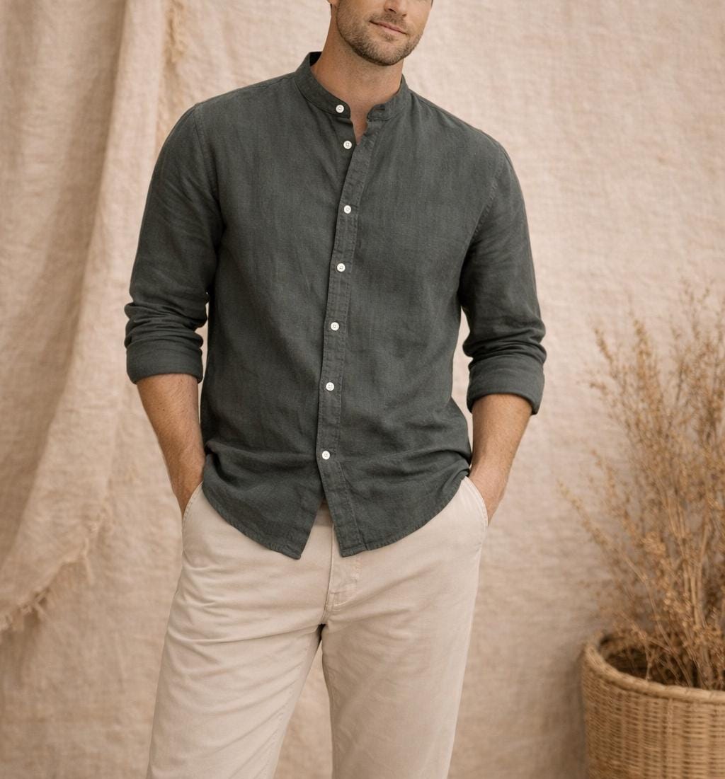 Rhett Olive Linen Shirt — view 3