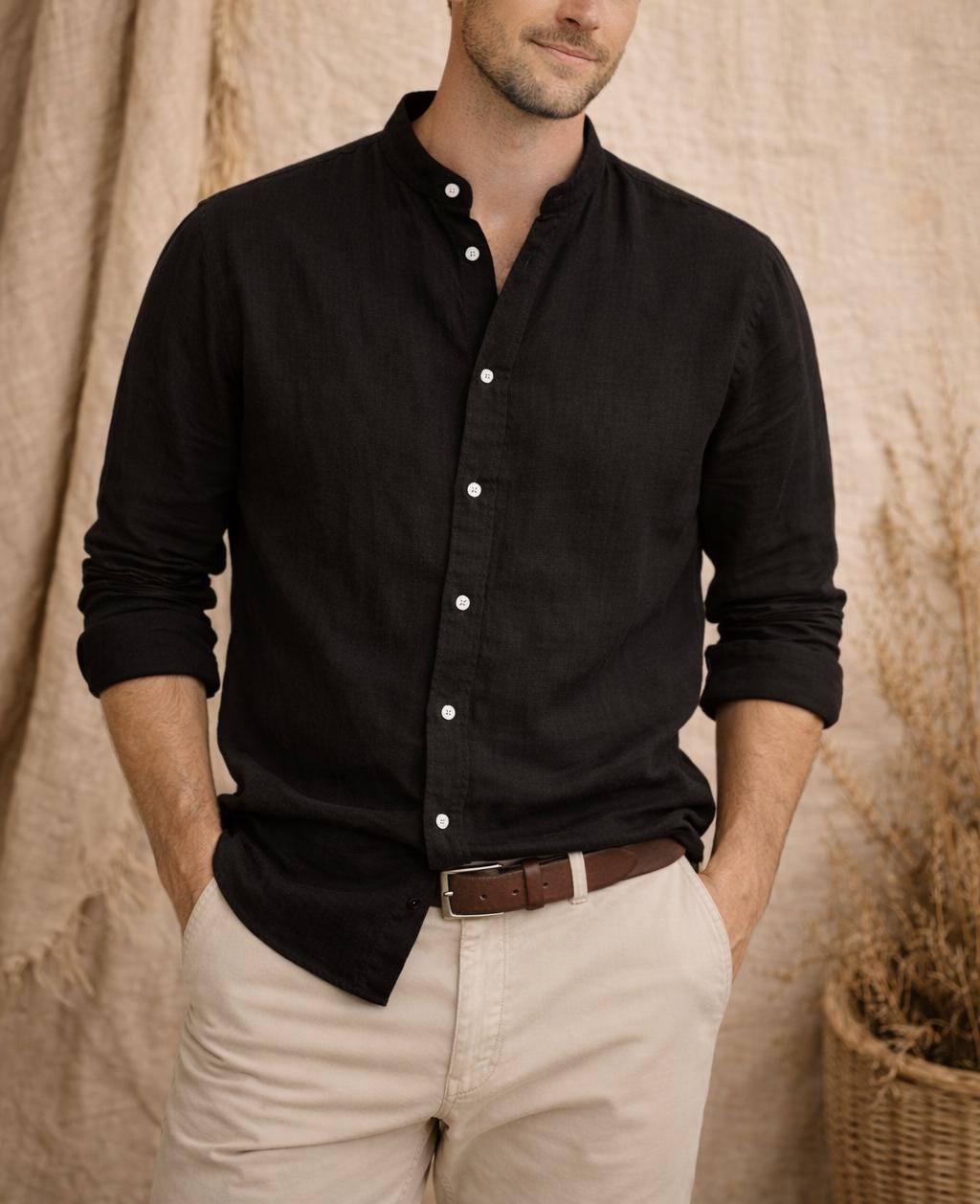 Rhett Olive Linen Shirt — view 2
