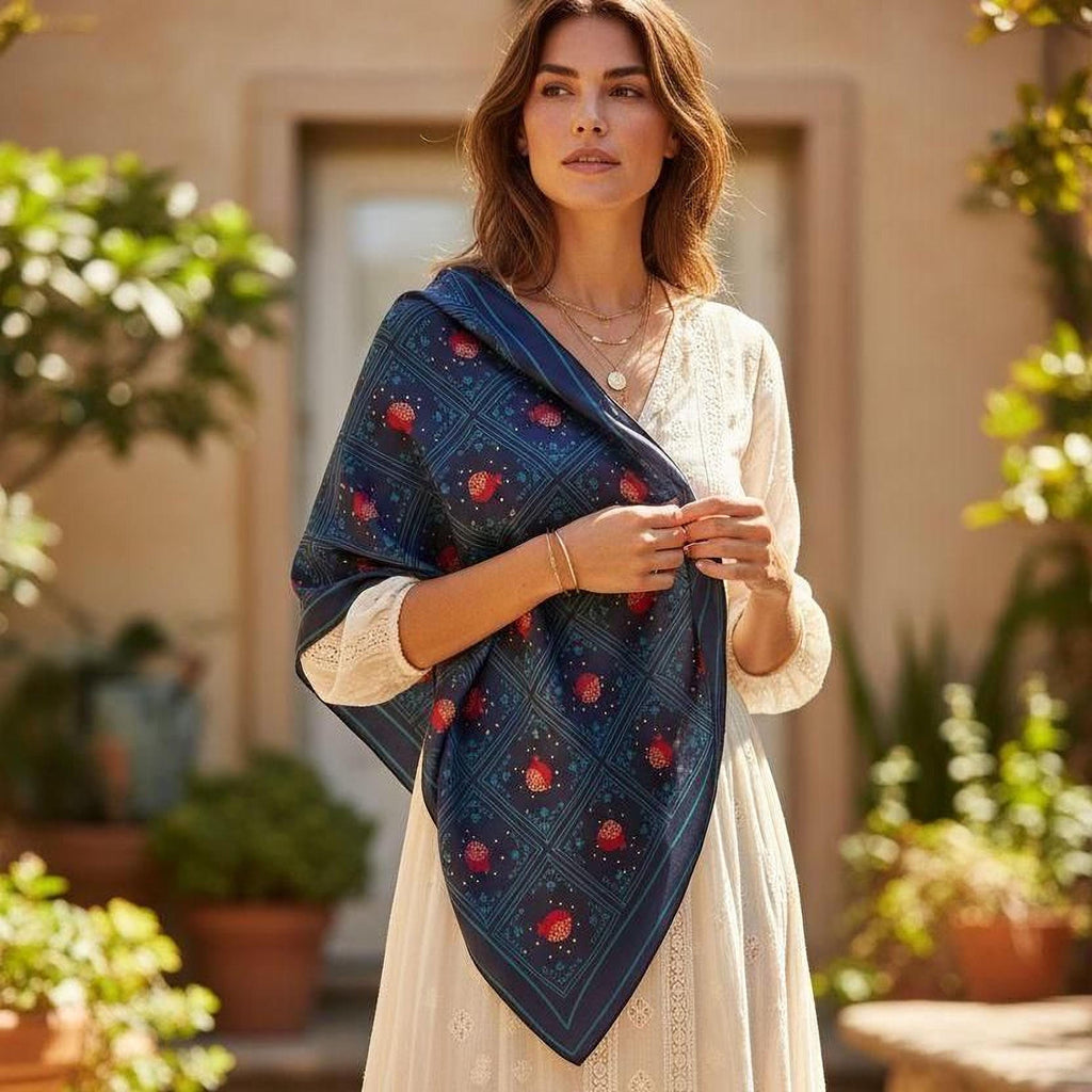 Carmen Pomegranate-Print Scarf — view 2