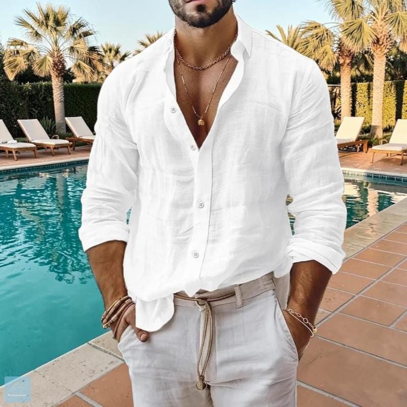 Otis White Linen Button-Down Shirt — Wakefield's