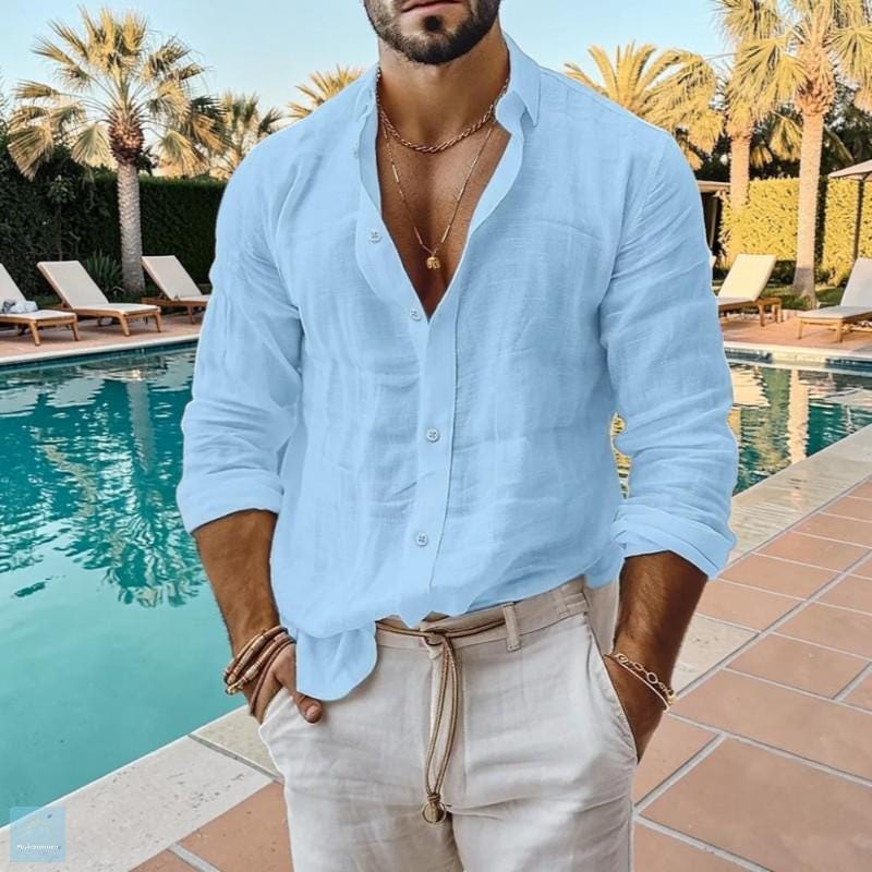 Otis White Linen Button-Down Shirt — view 2