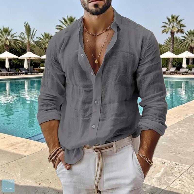 Otis White Linen Button-Down Shirt — view 4