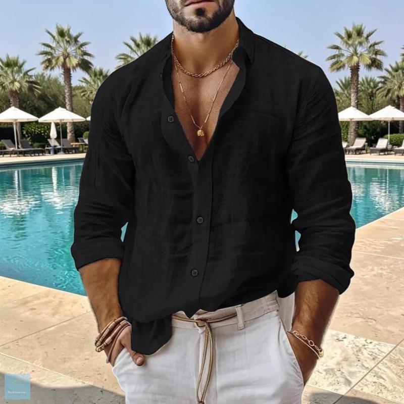 Otis White Linen Button-Down Shirt — view 5