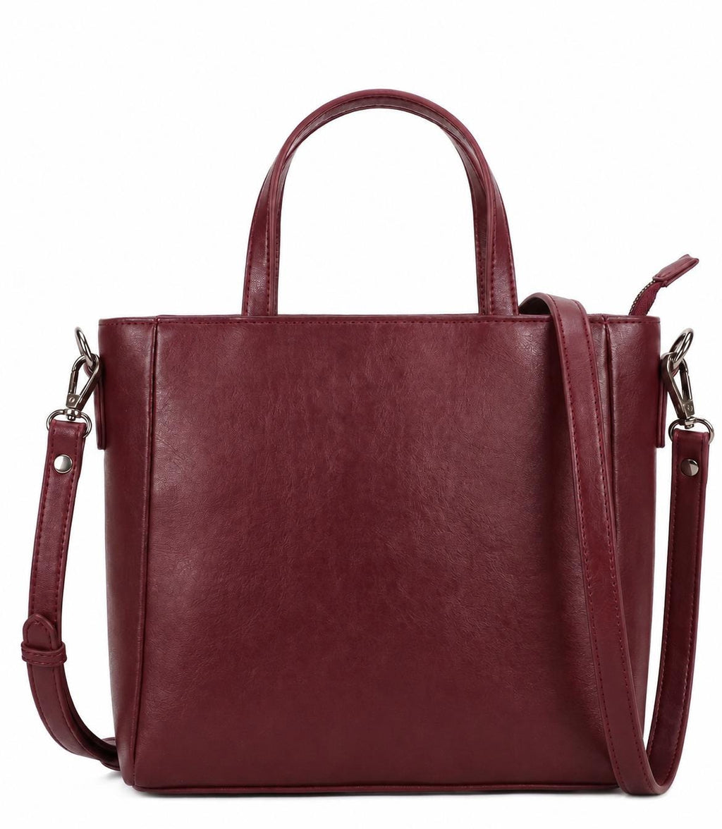 Viola Burgundy Leather Tote Bag — view 6