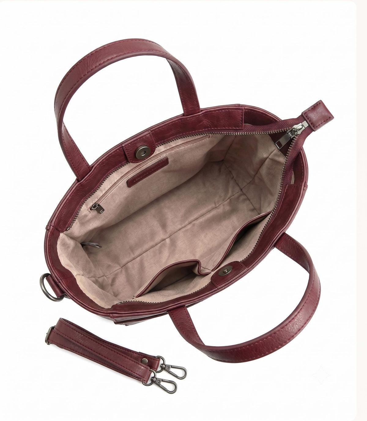 Viola Burgundy Leather Tote Bag — view 3