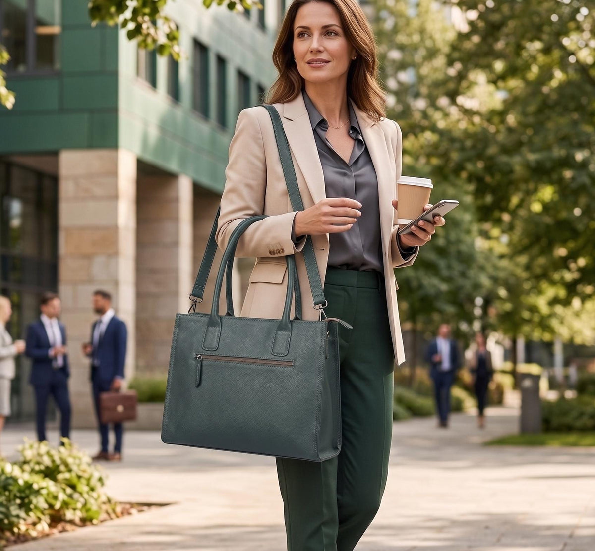 Zelda Green Leather Tote Bag — view 3