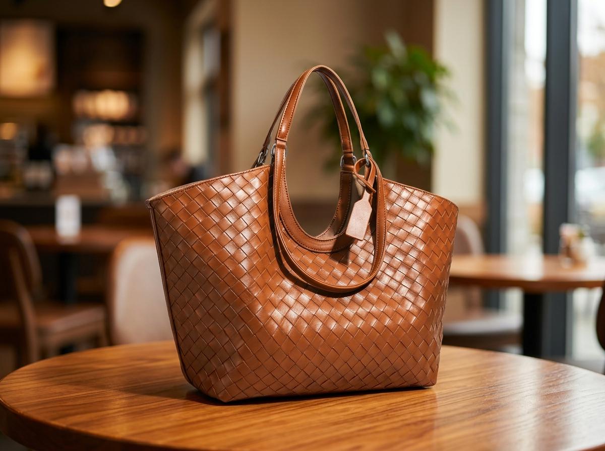 June Beige Leather Tote Bag — view 2