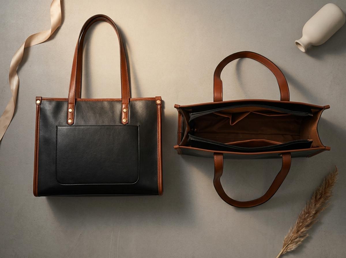 Winnie Burgundy Vegan Leather Tote Bag — view 3