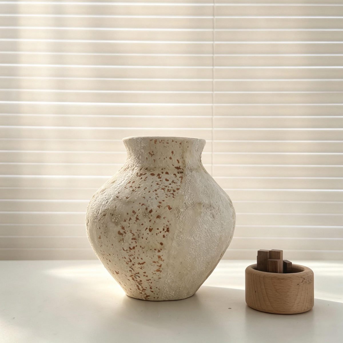 Camellia Beige Ceramic Vase — view 3