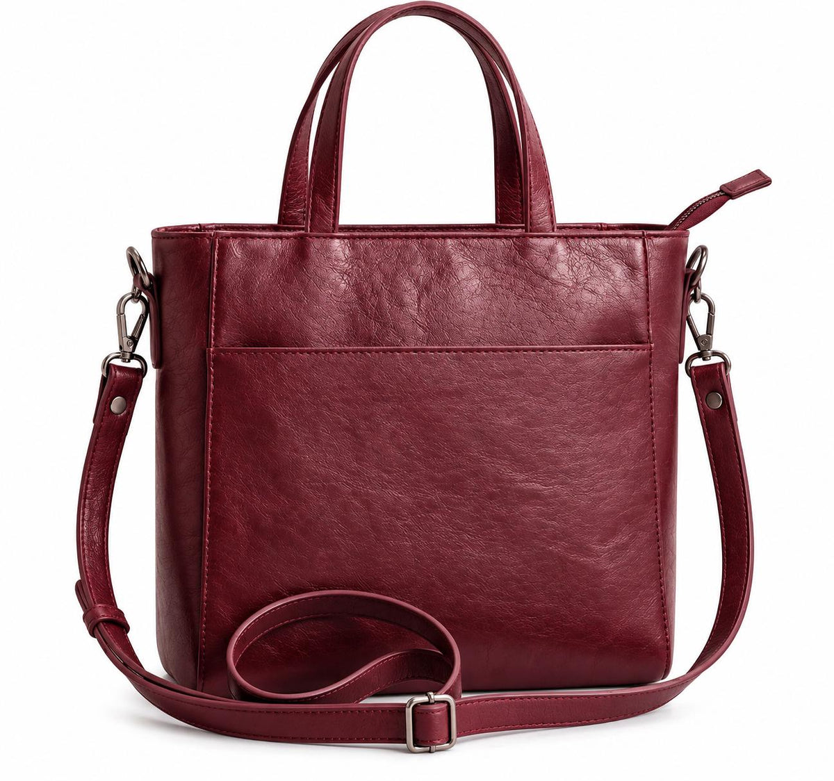 Viola Burgundy Leather Tote Bag — view 2
