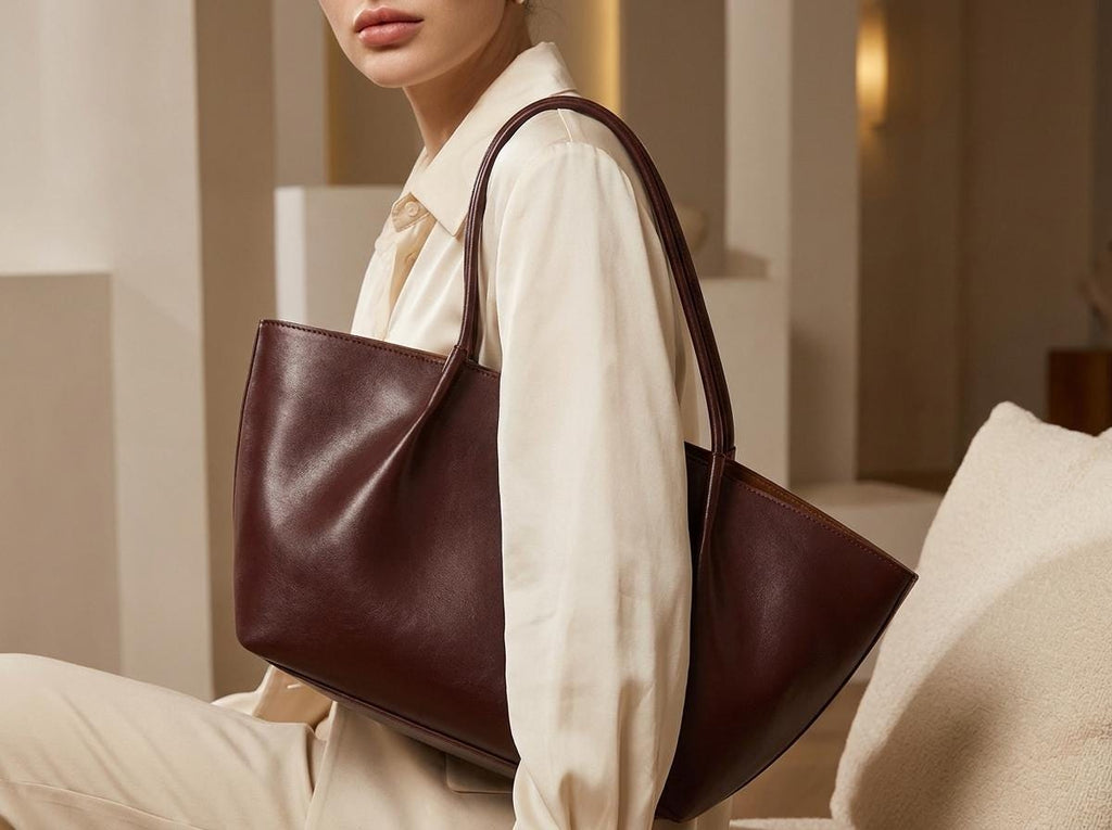 Nina Brown Leather Tote Bag — view 3