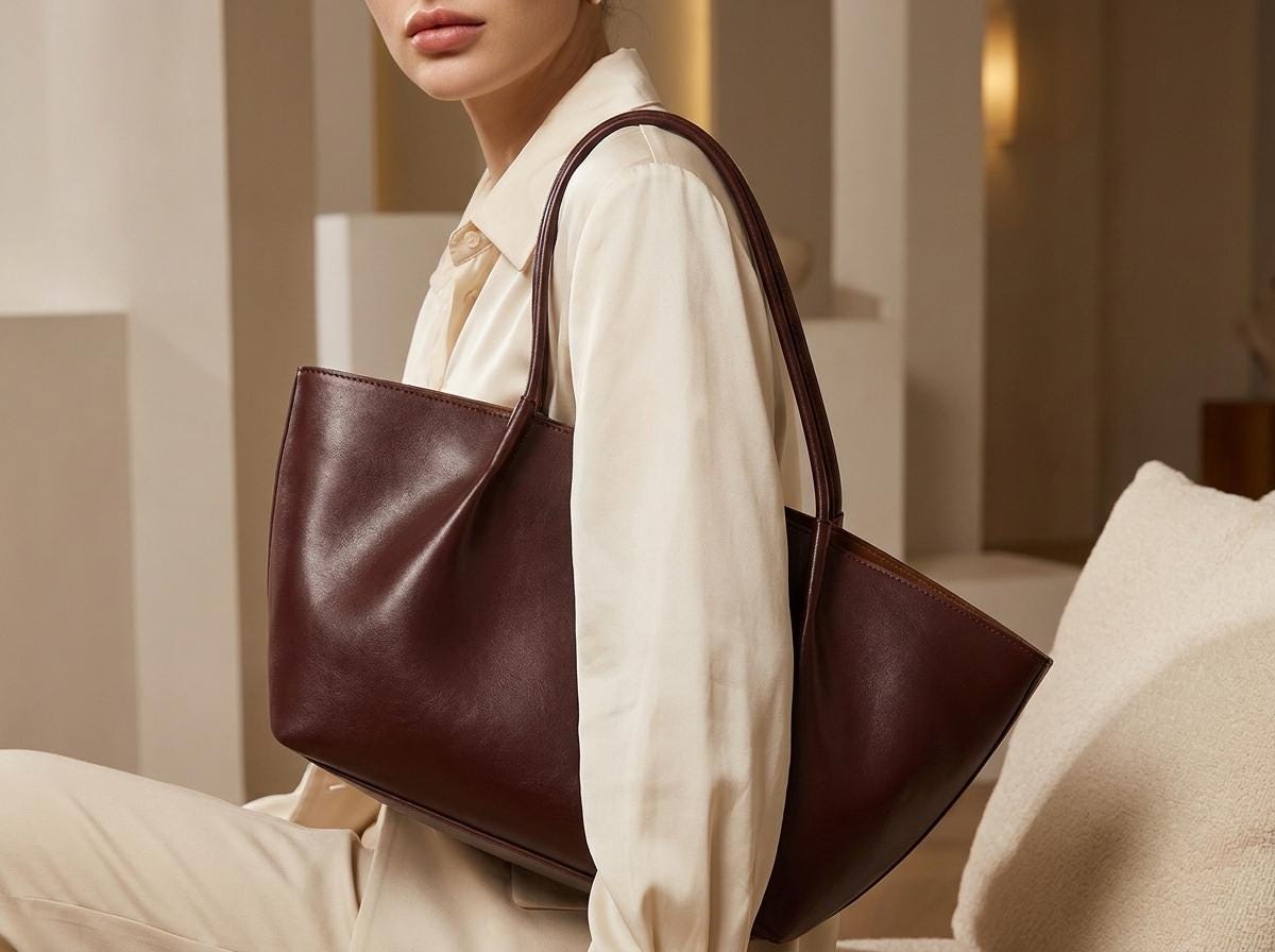 Nina Brown Leather Tote Bag — view 3