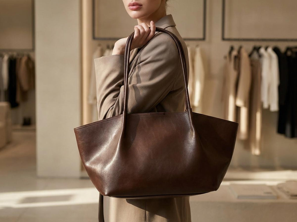 Nina Brown Leather Tote Bag — view 2