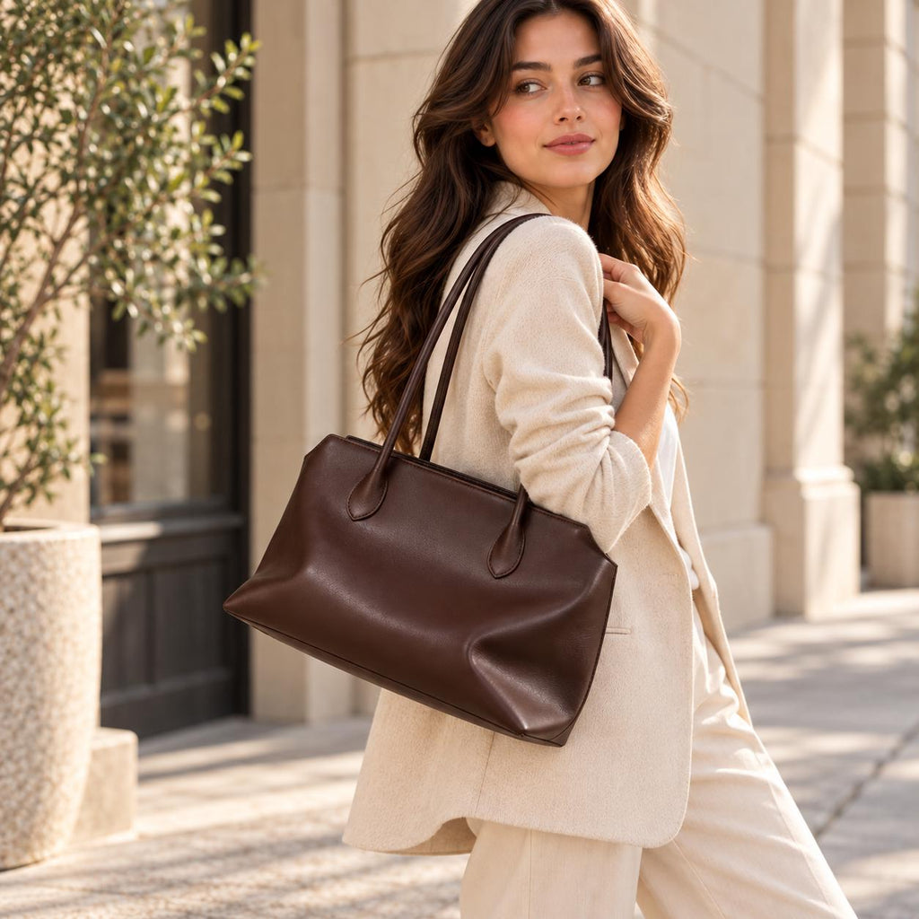 Ivy Beige Leather Tote Bag — view 2