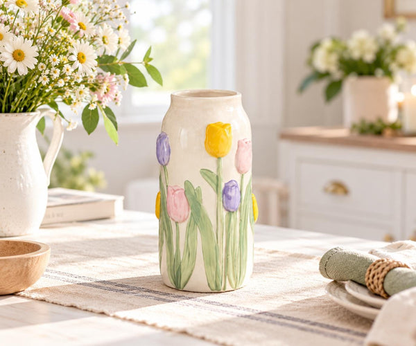 Hollow Floral Ceramic Vase