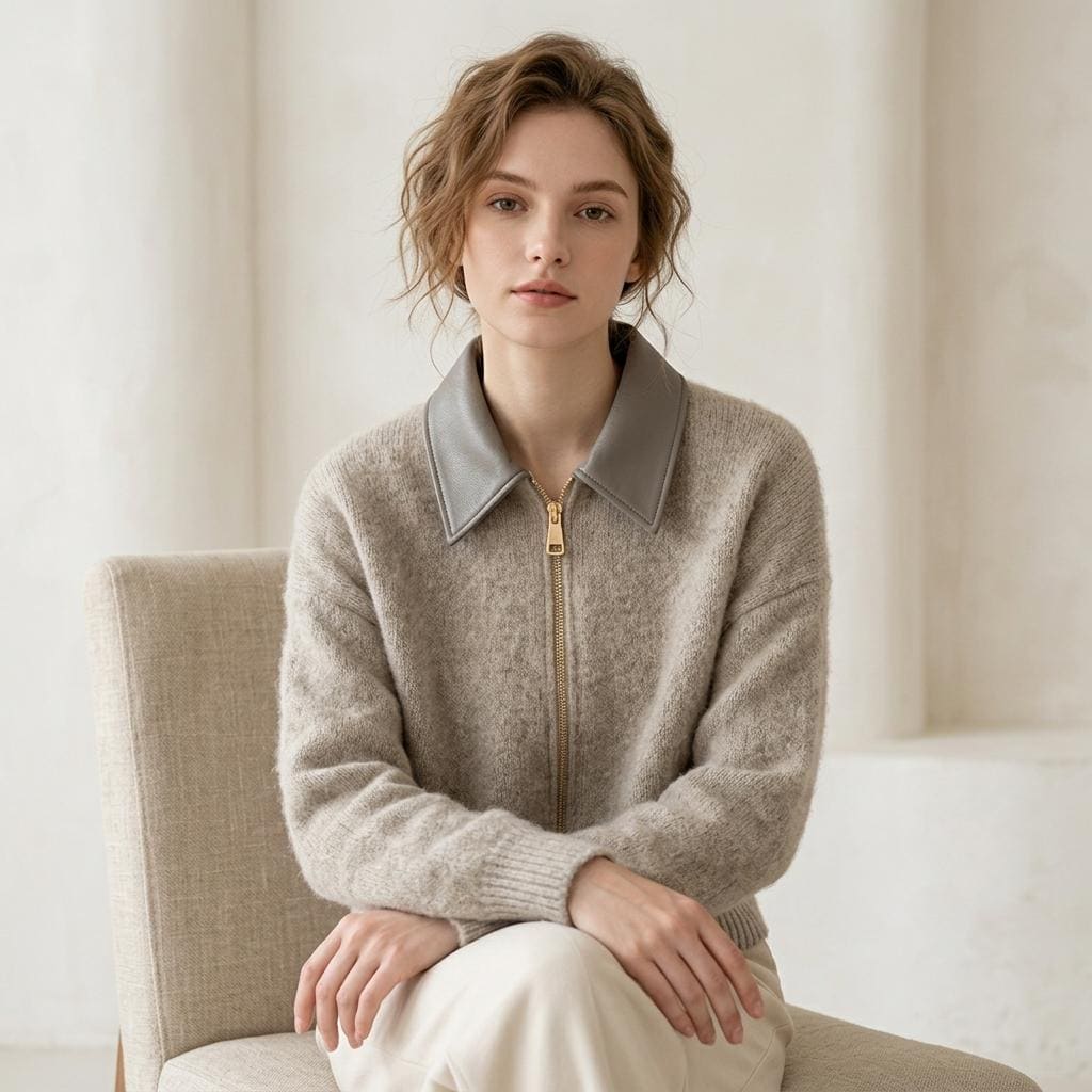 Lena Gray Knit Cardigan — view 3